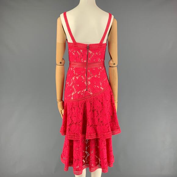 ALICE + OLIVIA Size 0 Raspberry Cotton Nylon Lace A-Line Dress - Picture 4 of 5